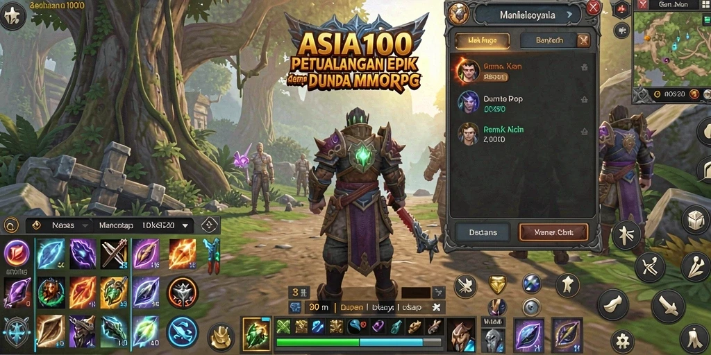 Screenshot dari gameplay ASIA100 yang menampilkan pertarungan epik.