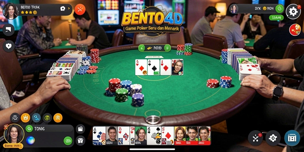 Screenshot gameplay BENTO4D menampilkan aksi seru permainan Poker.