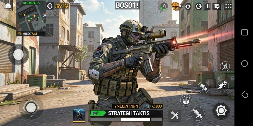 Tampilan gameplay seru dan strategi dalam BOS01.