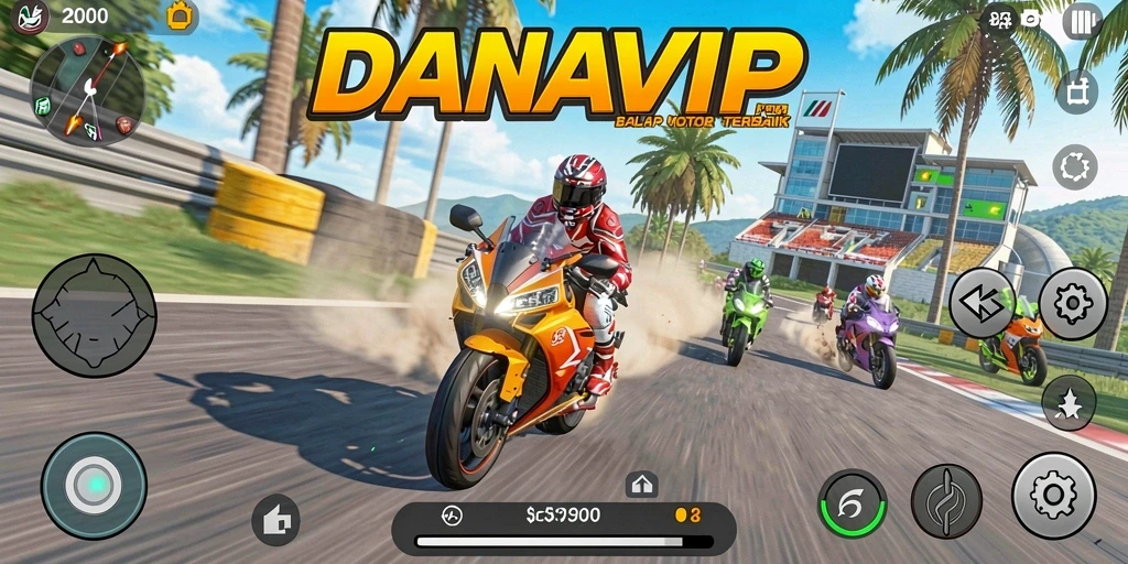 Gameplay balap motor yang mendebarkan di DANAVIP