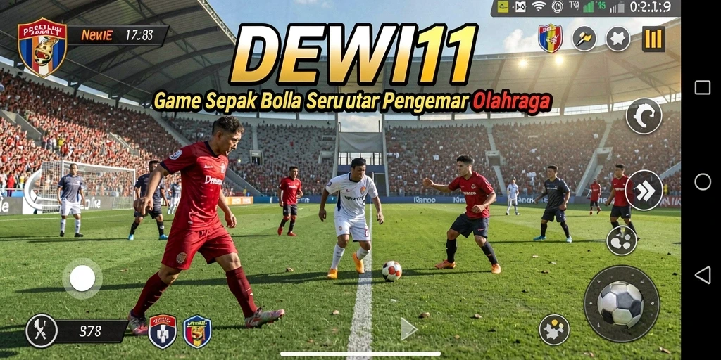 Screenshot DEWI11 menampilkan aksi seru permainan sepak bola.