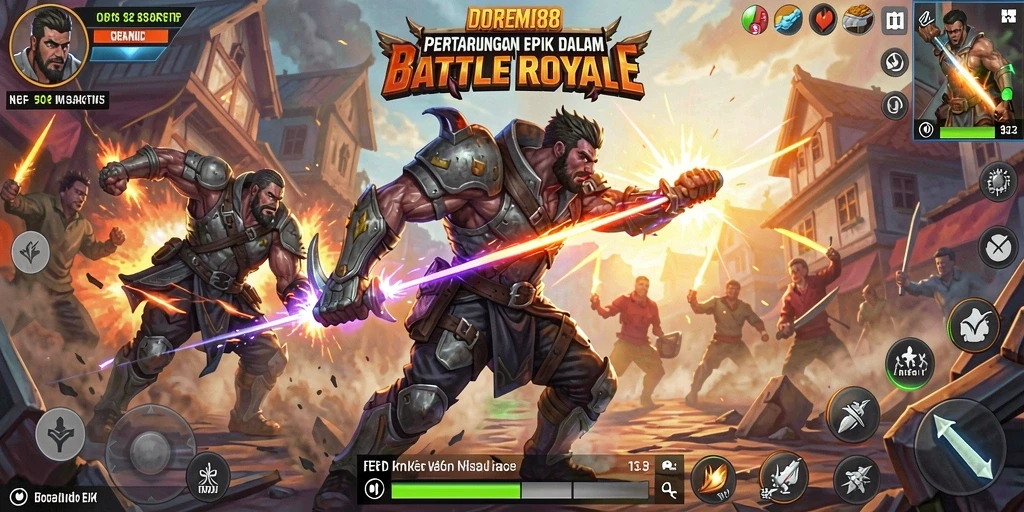 Tampilan gameplay mendebarkan dalam DOREMI88 Battle Royale.