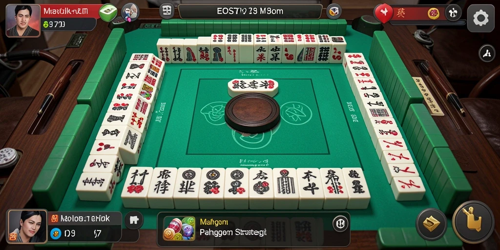 Screenshot gameplay EOS77 dengan suasana permainan Mahjong yang menarik.