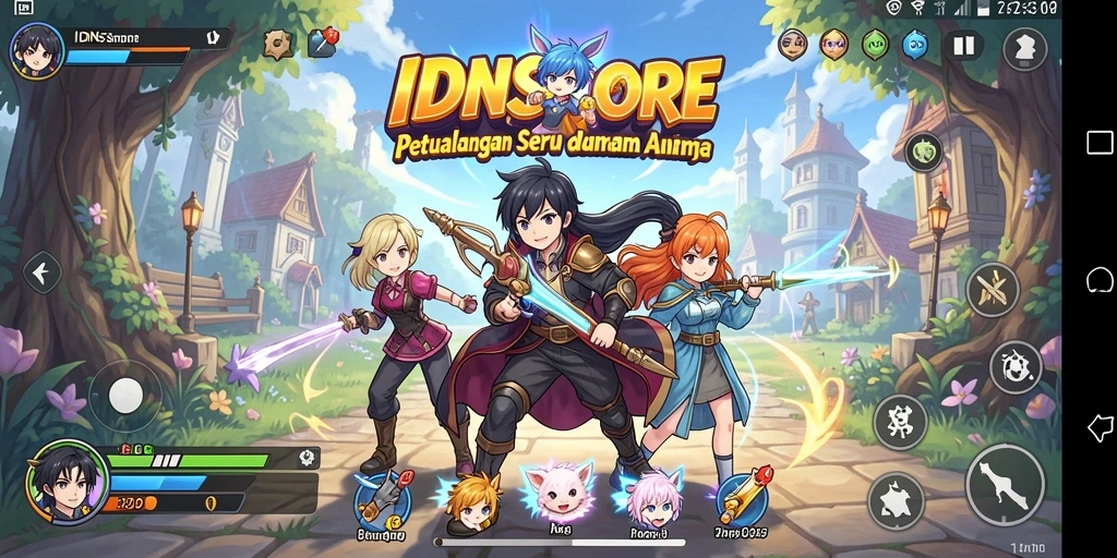 Tampilan menarik dari gameplay IDNSCORE yang menampilkan karakter anime.