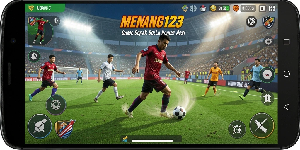 Tampilkan aksi seru dalam permainan sepak bola.