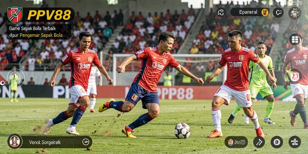Tampilan seru gameplay PPV88 yang menghadirkan pertandingan sepak bola.