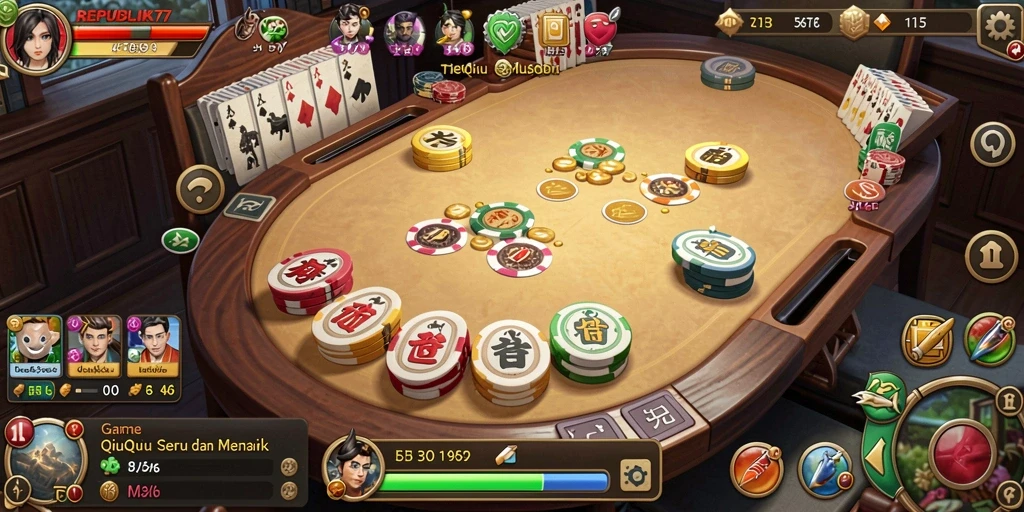 Tampilan gameplay seru di REPUBLIK77 dengan aksi QiuQiu.