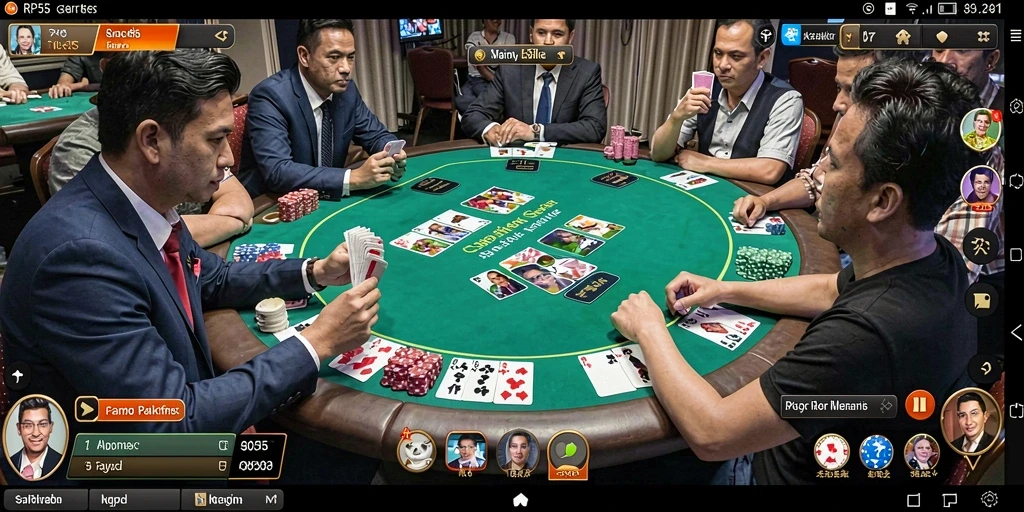 Tampilan antarmuka permainan poker yang menarik dan interaktif.