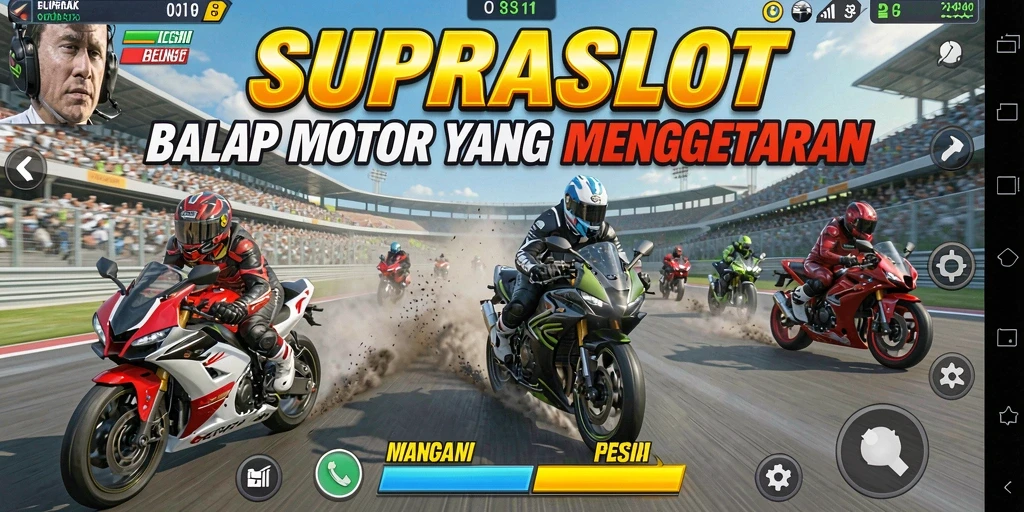 Gameplay balap motor yang cepat dan mendebarkan di SUPRASLOT.