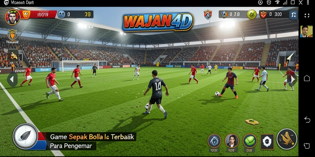 Screenshot gameplay WAJAN4D menunjukkan pertandingan sepak bola yang mendebarkan.